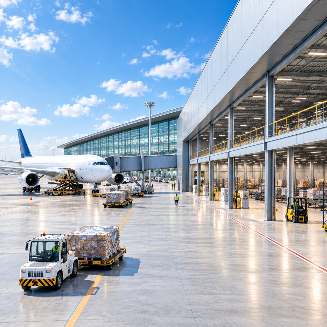 Airport, warehouse, or distribution centre in operation