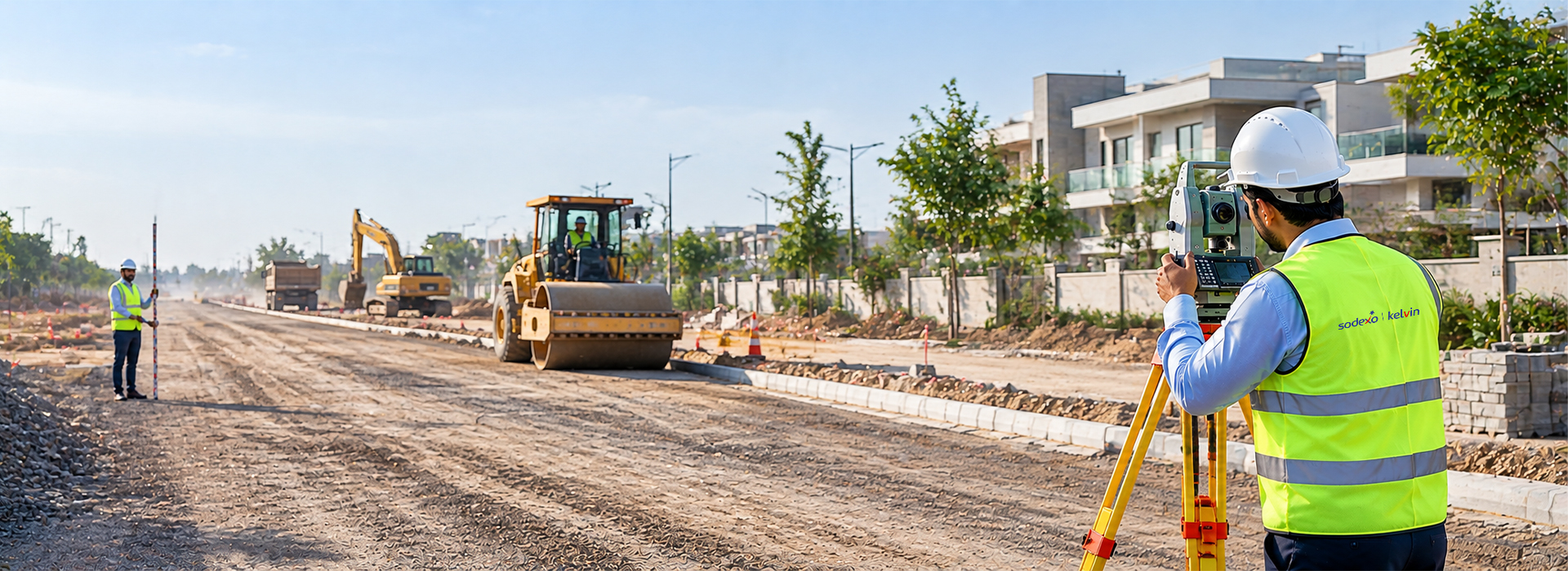 Active construction and infrastructure project with site teams